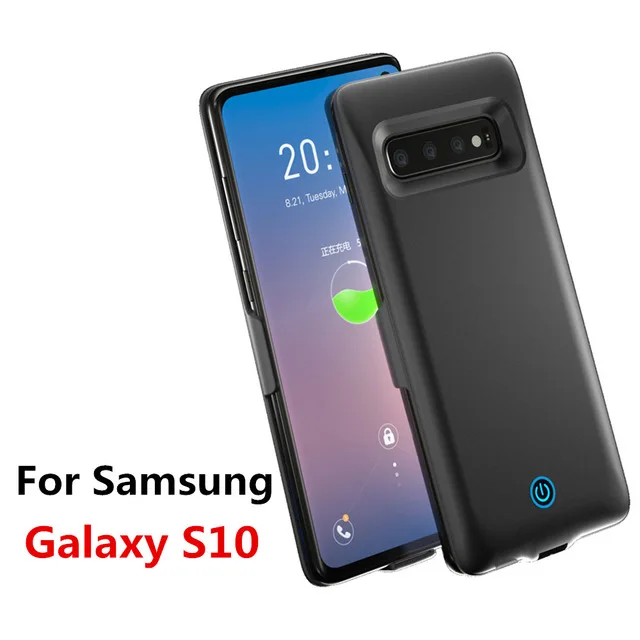 KQJYS 7000 мАч чехол для зарядного устройства для samsung Galaxy S10 чехол для аккумулятора Дополнительный внешний аккумулятор чехол для зарядки для samsung S10 - Цвет: Black