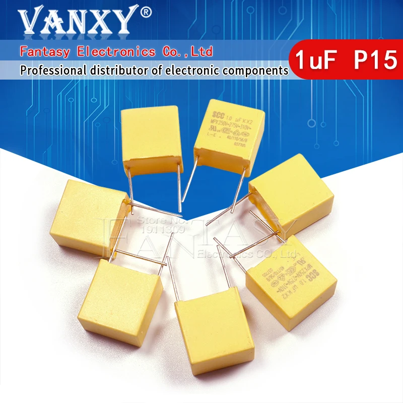 1uF capacitor polypropylene film capacitor 10pcs 275VAC Pitch 15mm X2 Polypropylene film