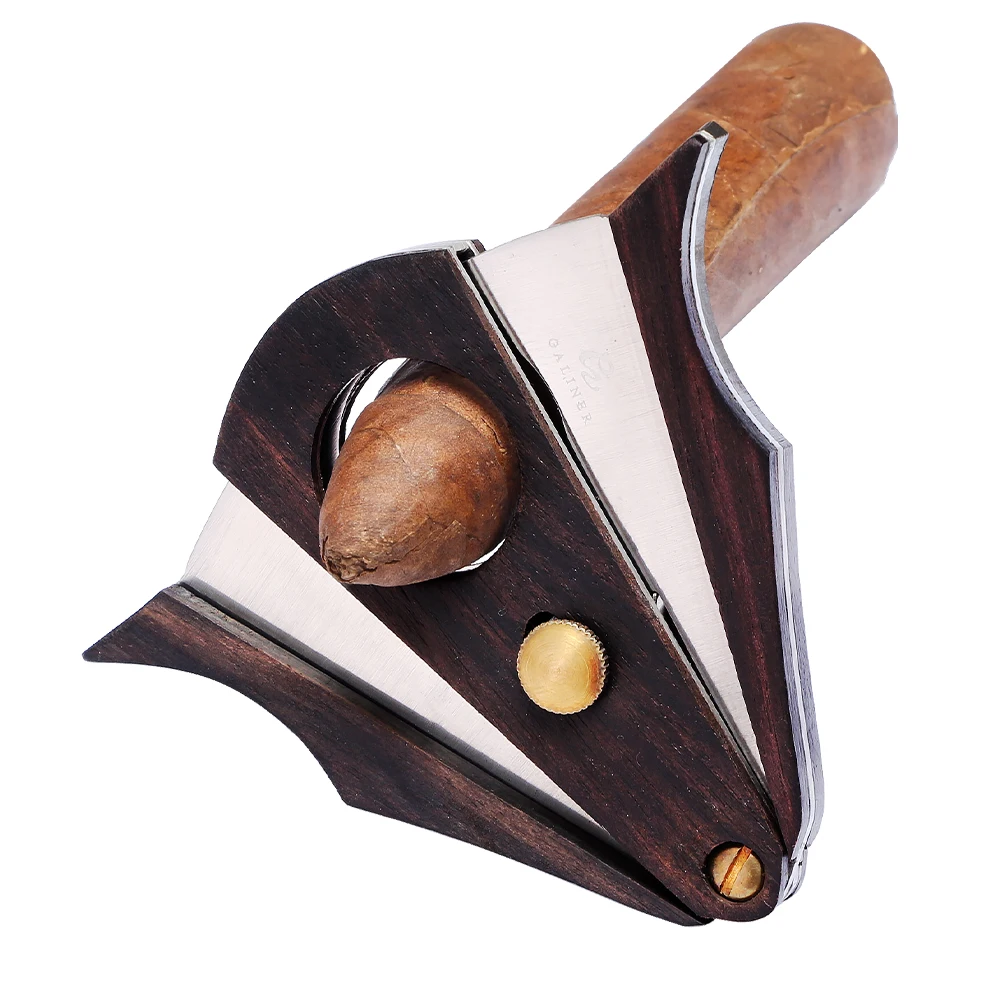 

GALINER Metal Retro Cigar Cutter Sharp Cigar Knife Wood Tobacco Guillotine Smoking Gadgets Gift Box Packing