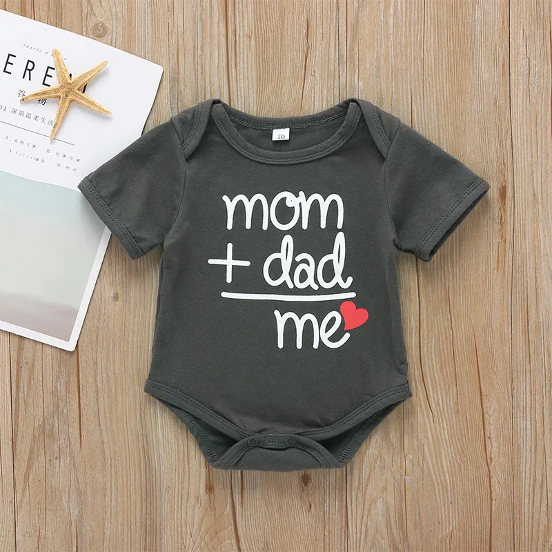 

Summer European and American baby boy boy letter onesies short-sleeved triangle climbing clothes