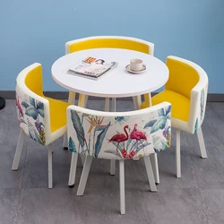 Mesa de Comedor redonda de madera, mueble de 4 Sillas para el hogar, juego de mesa de cocina moderna, Juego de 4 Sillas