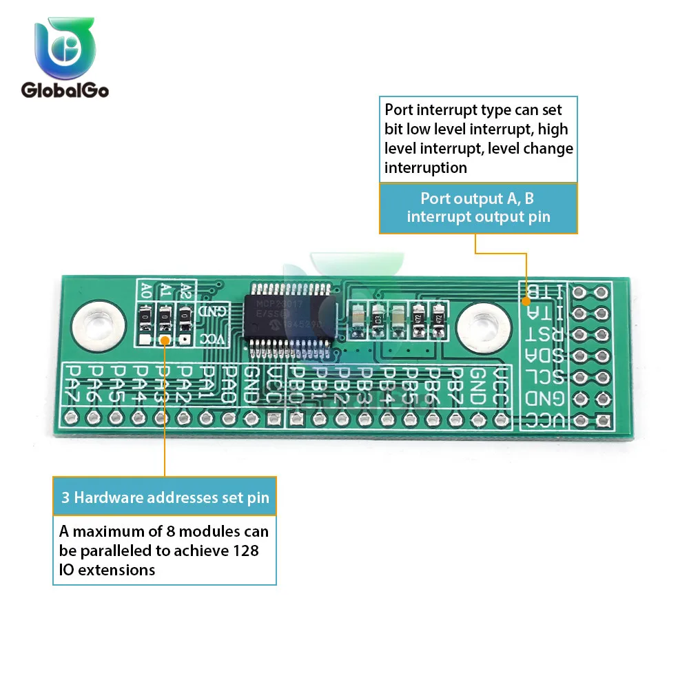MCP23017-E I2C Интерфейс 16-канальный видеорегистратор ввода-вывода ввода и вывода ЖК-дисплея