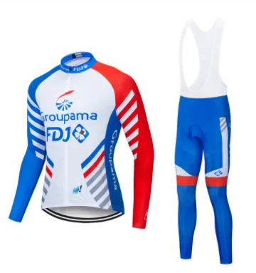 pro team groupama FDJ Велоспорт Джерси наборы с длинным рукавом Ropa Ciclismo быстросохнущая MTB велосипедная одежда 9D Гелевые наборы подушек - Цвет: 1