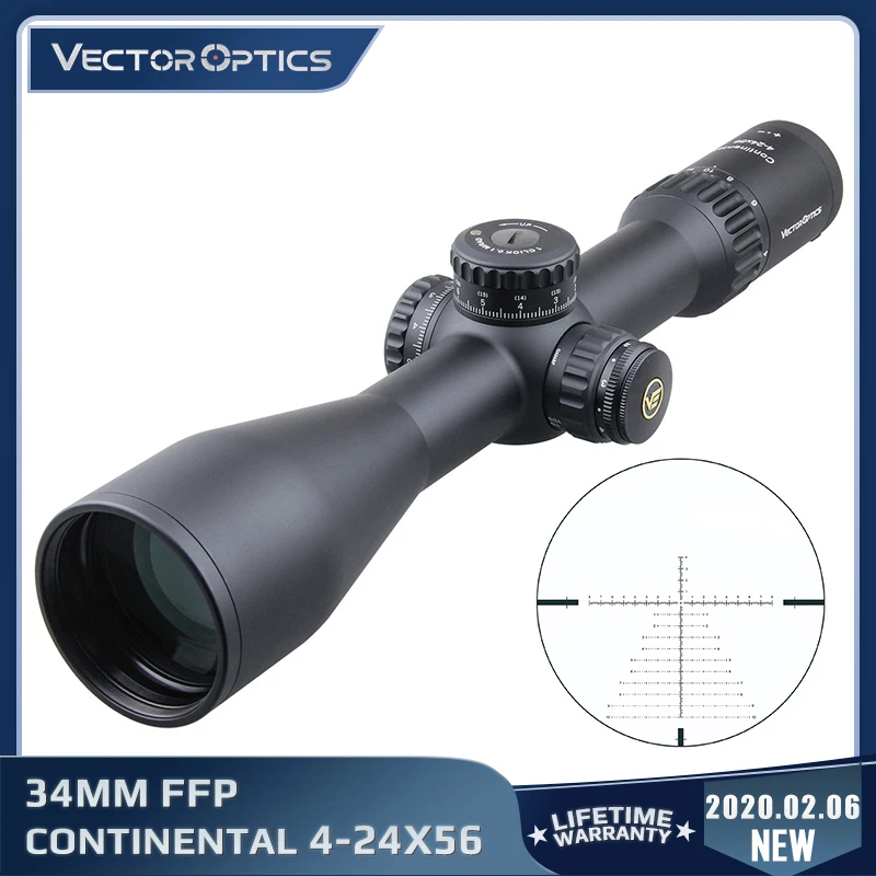 Óptica vectorial de Continental 4-24x56 HD 34mm plasma caza Riflescope 1/10MIL cero para 90% óptica de luz visores 338 de largo alcance