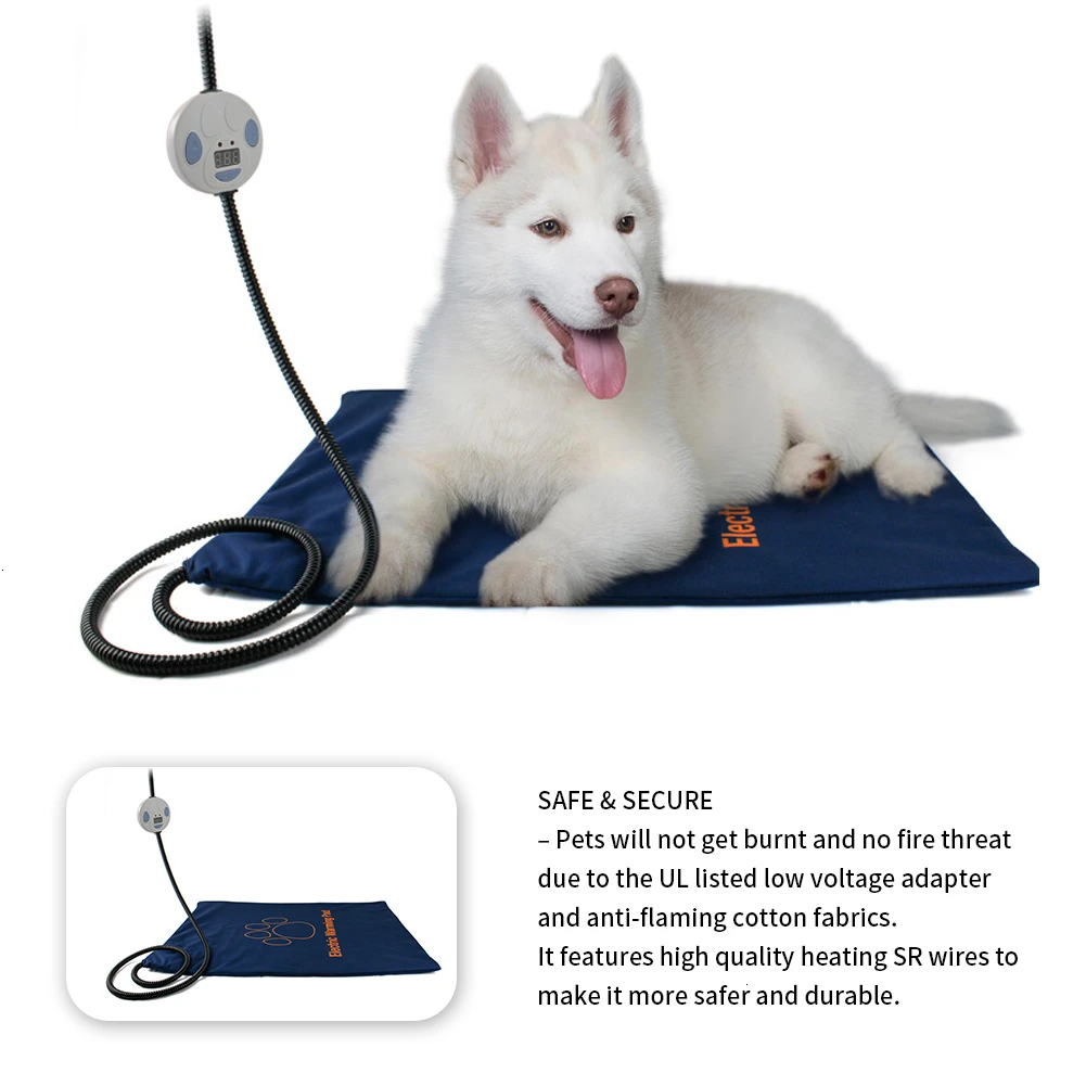 

Waterproof Pet Heating Pad Electric Warmer Thermal Heated Mat for Dogs Cats Chew Resistant Cord