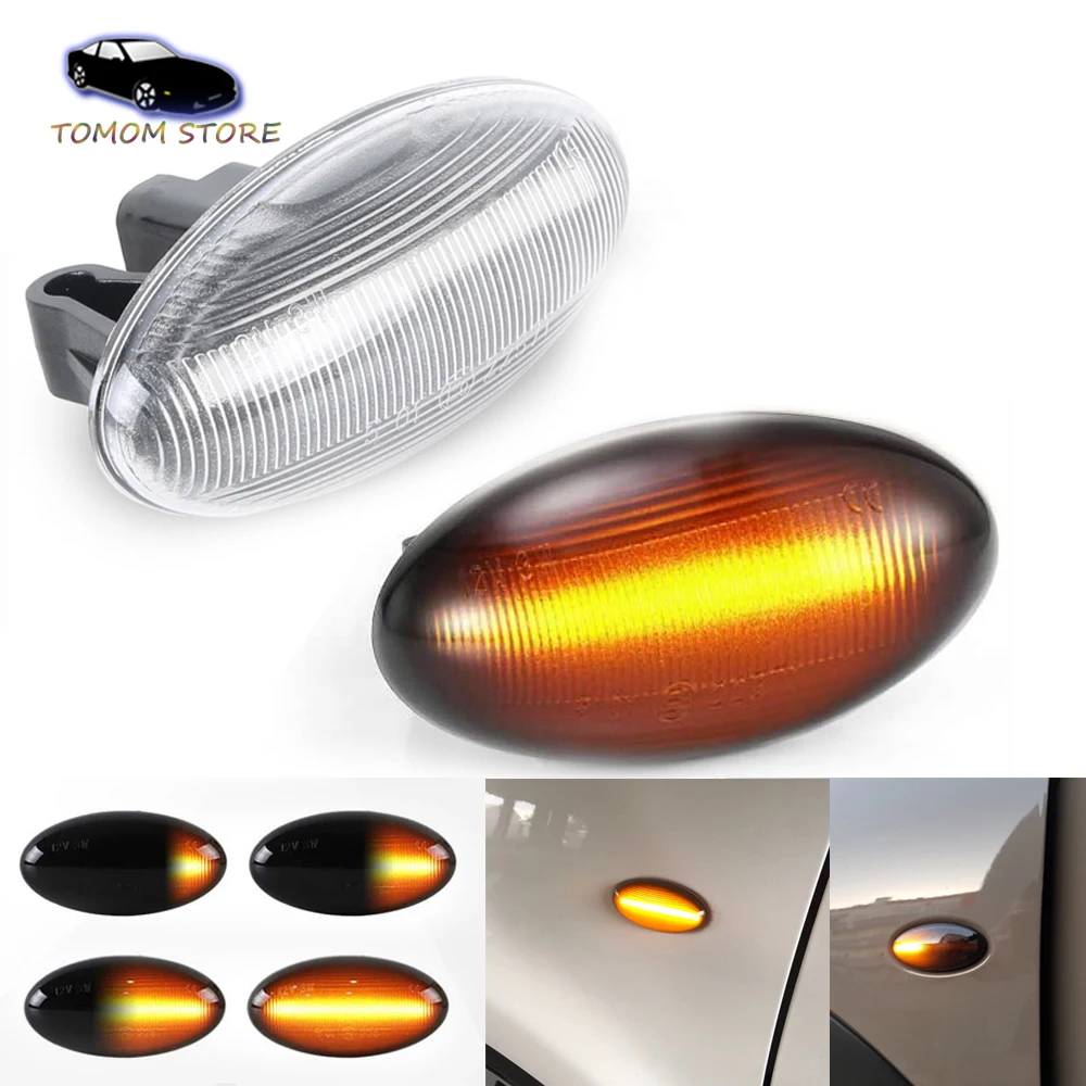 

2x car led turn signal dynamic light for peugeot 1007 107 206 207 307 407 607 Citroen C1 C2 C3 C5 C6 Xsara Picasso Berlingo
