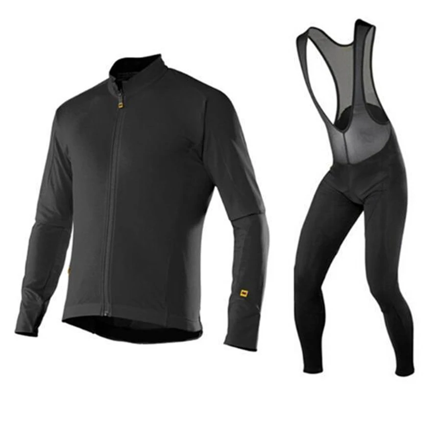 MAVIC мужская одежда зимняя флисовая велосипедная Майо mtb с длинным рукавом набор ciclismo велосипедная длинная Джерси набор нагрудник брюки - Цвет: black4