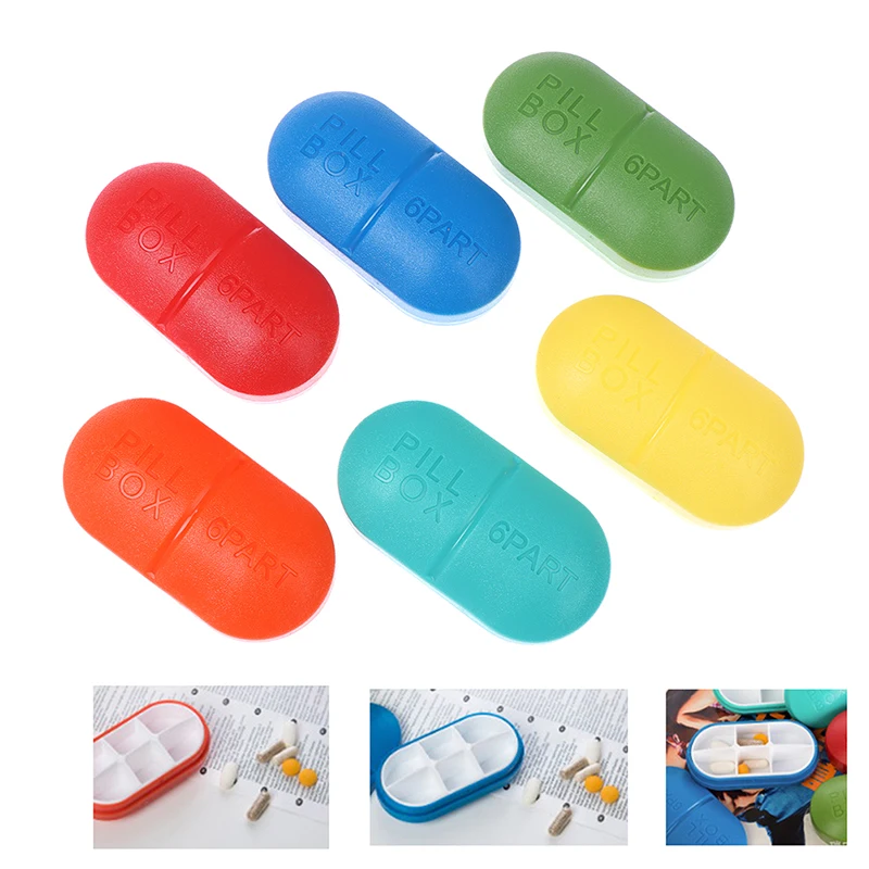1PCS Foldable Container Drug Tablet Storage Travel Mini Pill Box Holder Mini Cute Plastic Pill Box 6 Grids Medicine Case