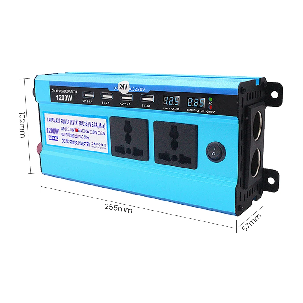 SUNYIMA Dual USB 1200 Вт 12 В 24 В в 220 в модифицированный синусоидальный Солнечный Инвертор преобразователь напряжения для автомобиля DIY
