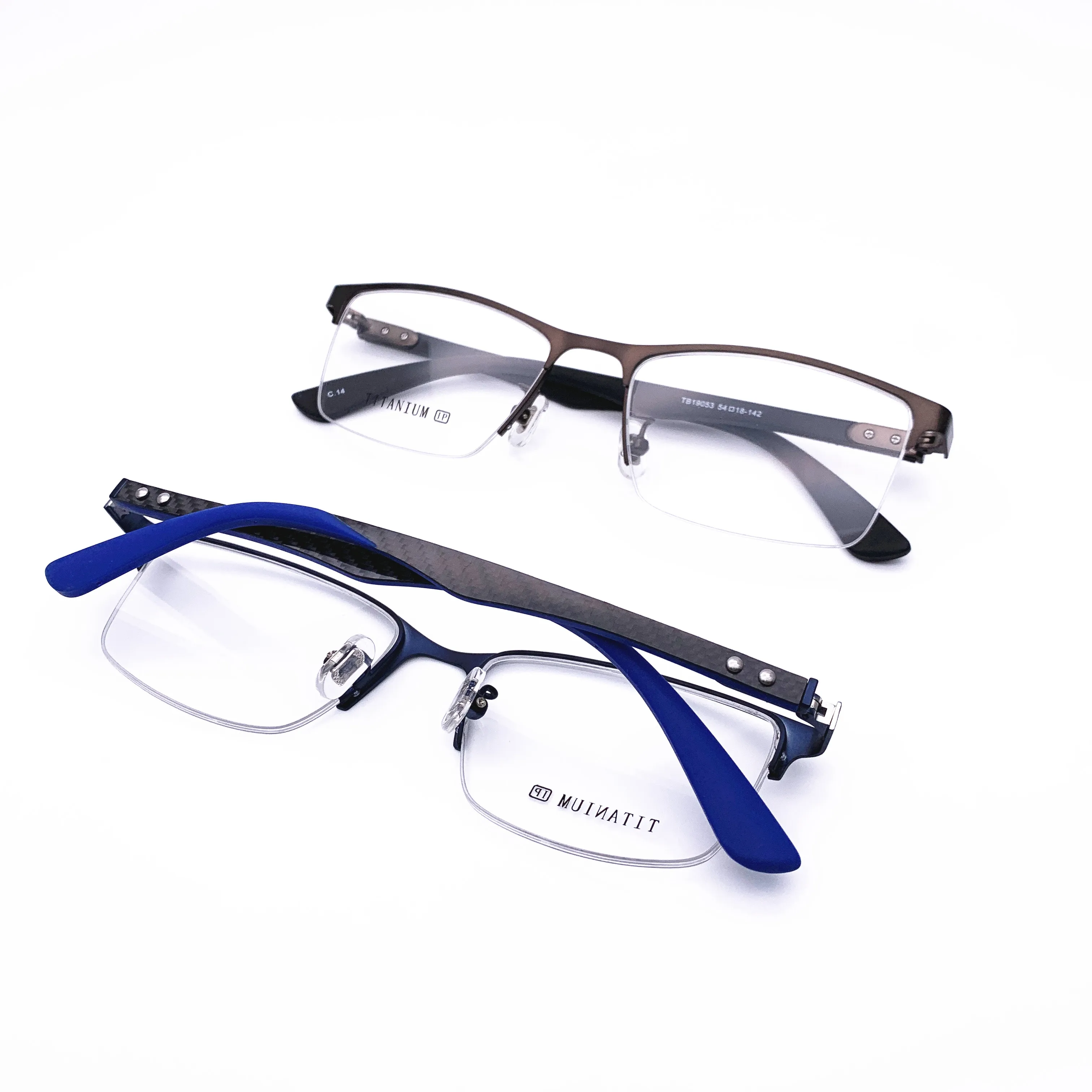 

Belight Optical Titanium with Carbon Fiber Half Rimless Men Prescription Eyes Spectacle Frame Eyewear TB19053