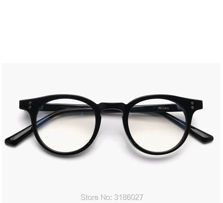 Корейская брендовая Ретро круглая маленькая ацетатная оправа, оптическая оправа для очков, оправа для очков для женщин и мужчин, очки для близорукости по рецепту - Цвет оправы: black