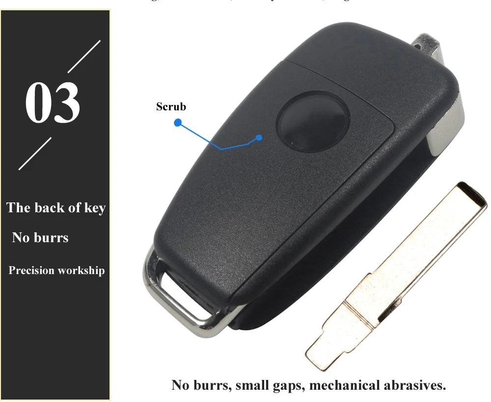 jingyuqin 3 Button Remote Car Flip Key 315Mhz Fob for AUDI TT A3 A4 A6 A8 Quattro S4 S6 2005-2012 with 48 Chip 8E0 837 220L G E