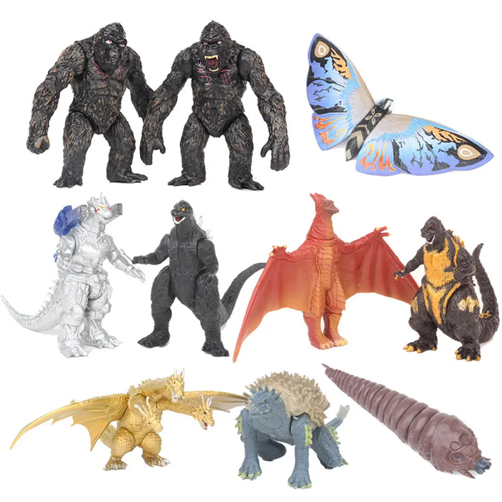 

10pcs/set Gojira Jinlian Mechanical Three-headed Dragon Chimpanzee Monkey Action Figuredoll Car Decoration