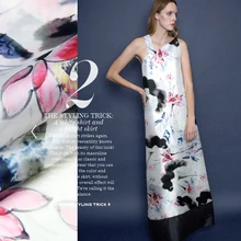 135 см Ширина шелковой органзы метр 14 мм Печатная китайская шелковая ткань микро-перспективная ткань для платья оптом шелковая ткань