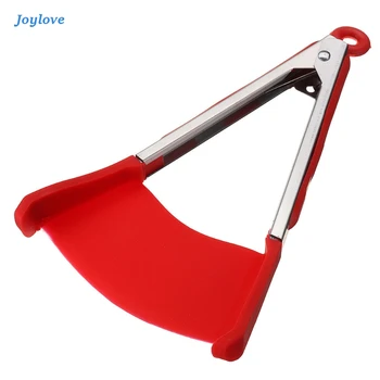

JOYLOVE New 2 In 1 Clever Kitchen Spatula And Tongs Non-Stick Heat Resistant Stainless Steel Frame Silicone Tongs Kitchen Gadget