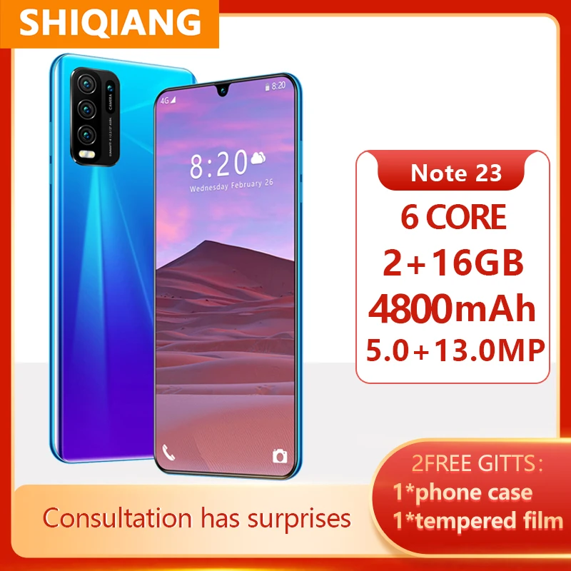 SOYES Note 23 Mobile Phones 6.26Inch Full Screen 4800mAh Smartphones 2GB RAM 16GB ROM Hexa Core 5+13MP Global Version Cell Phone