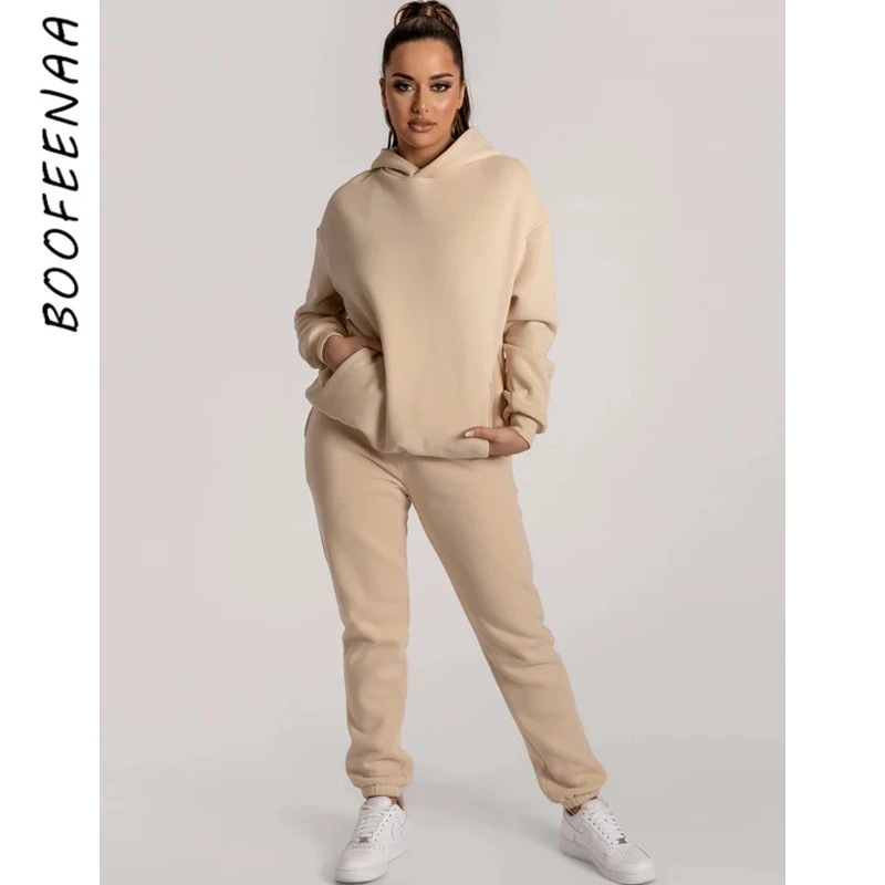 Warm Fleece Sweat Suits Women Tracksuit 