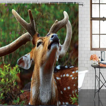 

Bath Curtains Deer In The Forest Waterproof Washable Bathroom Shower Curtain Screen with Hooks Accessories