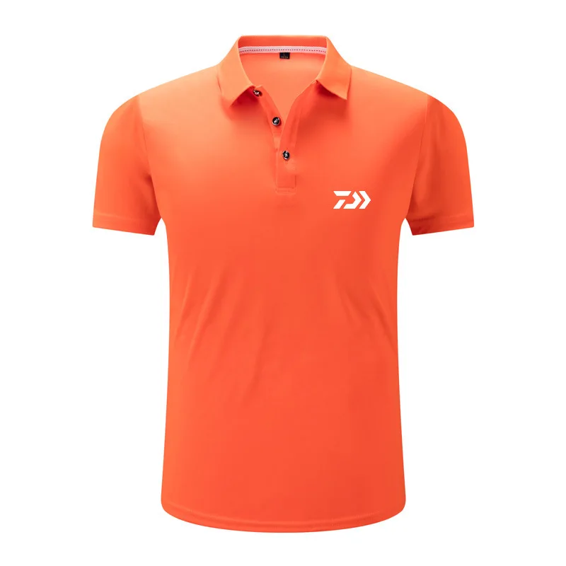Одежда для рыбалки DAWA летняя быстросохнущая Мужская рубашка поло для спорта на открытом воздухе с коротким рукавом дышащая футболка одежда для рыбалки - Цвет: Оранжевый