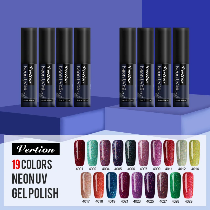 

Verntion Nail Gel Polish 5ml Rainbow Neon Hybrid Nail Varnishes Gel Polish UV Gel Gel Esmalte For Nail Neon Gel Polish Nails Art