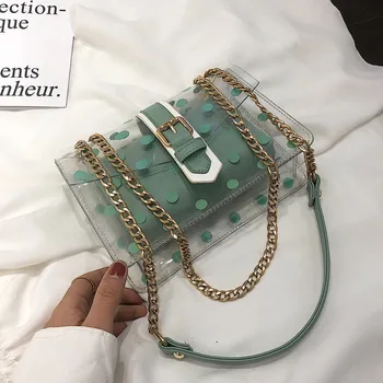 

Summer Small Designer Women Bags 2020 New Fashion Messenger Bag Chains Shoulder Bag Female Transparent Square PU Handbag
