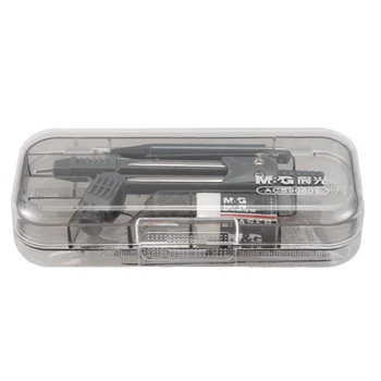 

Students 7 in 1 Black Clear Plastic Ruler Compass Geometric Drafting Tool Set