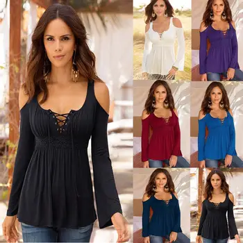 

bluzas de mujer 2019 long sleeve shirt women plus size fall tops modis sexy off shoulder blouse femme roupa feminina streetwear