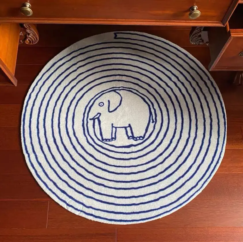

Fleece Cartoons Mat For Children Baby Play Mat Round Carpet Animal Elephant Playmat Newborn Photography Props Living Room Rug