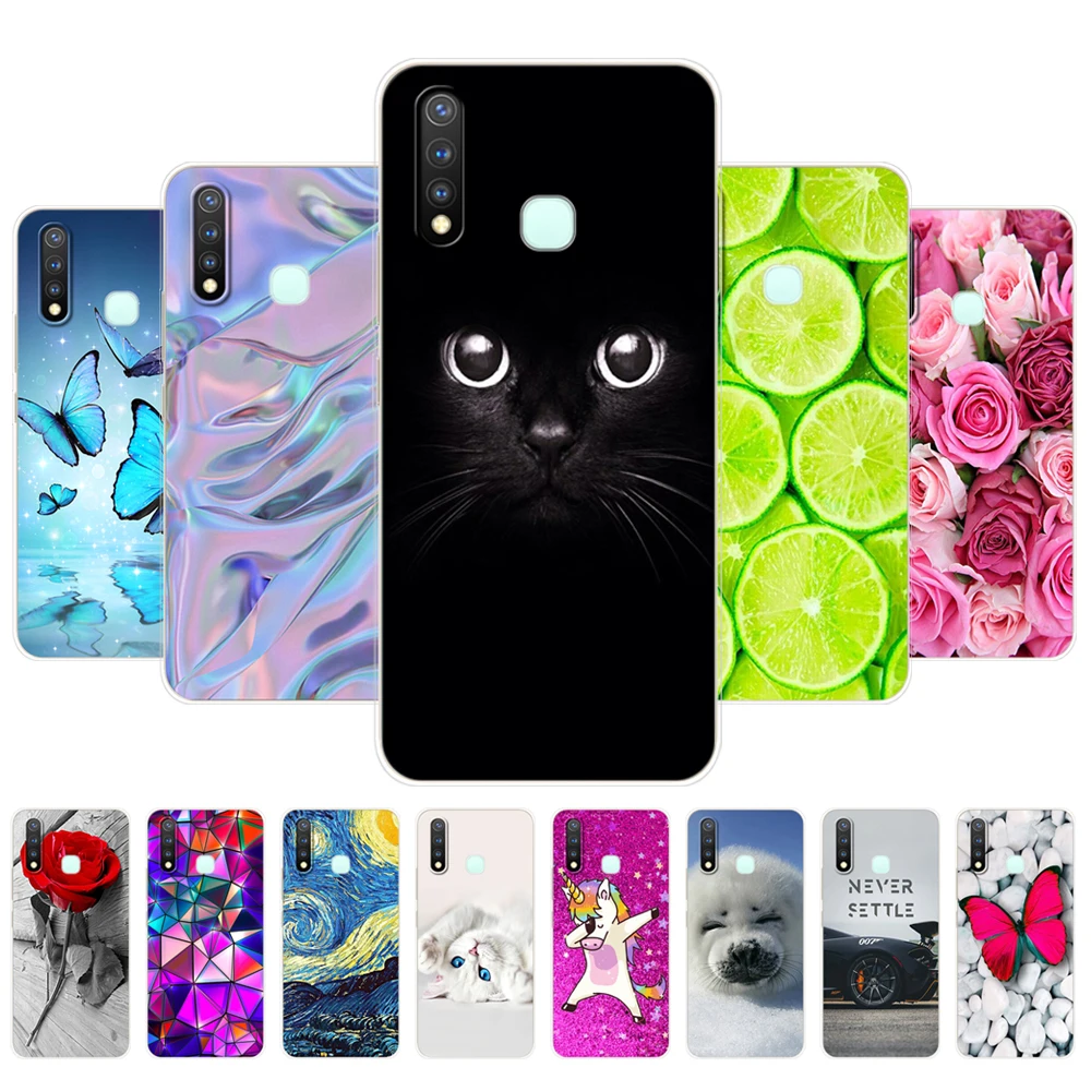 Чехол для Vivo Y19 чехол 6,53 'мягкий чехол из термополиуретана и силикона для Vivo Y19 Y 19 VivoY19 чехол на заднюю панель телефона защитный бампер Чехол-сумочка Coque кошка