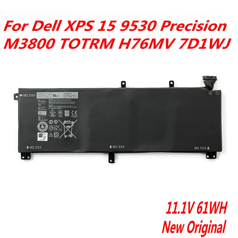 Original 11.1V 61WH T0TRM Laptop Battery For Dell XPS 15 9530 Precision M3800 TOTRM H76MV 7D1WJ Series | Компьютеры и офис