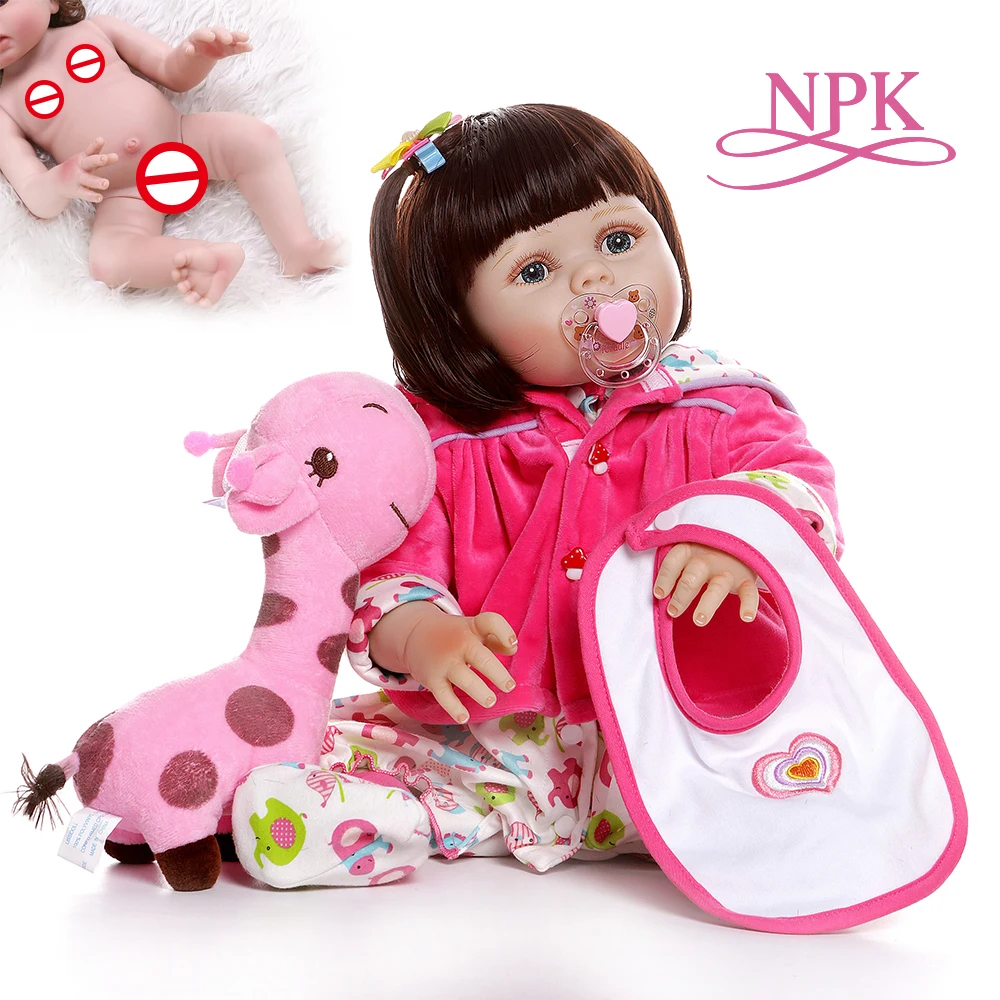 

NPK 56CM 0-3M real baby size baby reborn toddler girl full body silicone bebe doll reborn Bath toy lol dolls