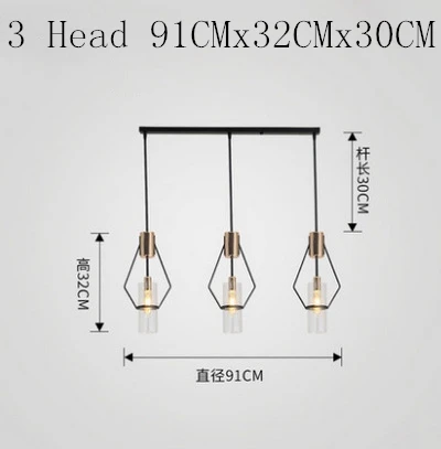Pandent light 3 head Скандинавский дизайн, современный светодиодный стеклянный роскошный подвесной светильник, лампа для чердака, гостиной, столовой, чердак, кровать, украшение для дома, черный цвет - Цвет корпуса: Pandent light 3 head