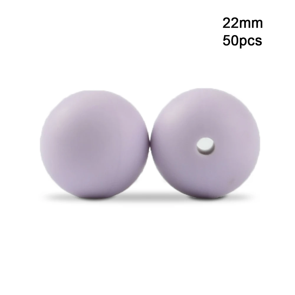 Lavender fog LOFCA 50 шт 22 мм круглые силиконовые бусы для детских силиконовых прорезывателей, ожерелье, прорезыватель, не содержит бисфенол, Пищевая силиконовая цепочка для соски - Цвет: Lavender fog
