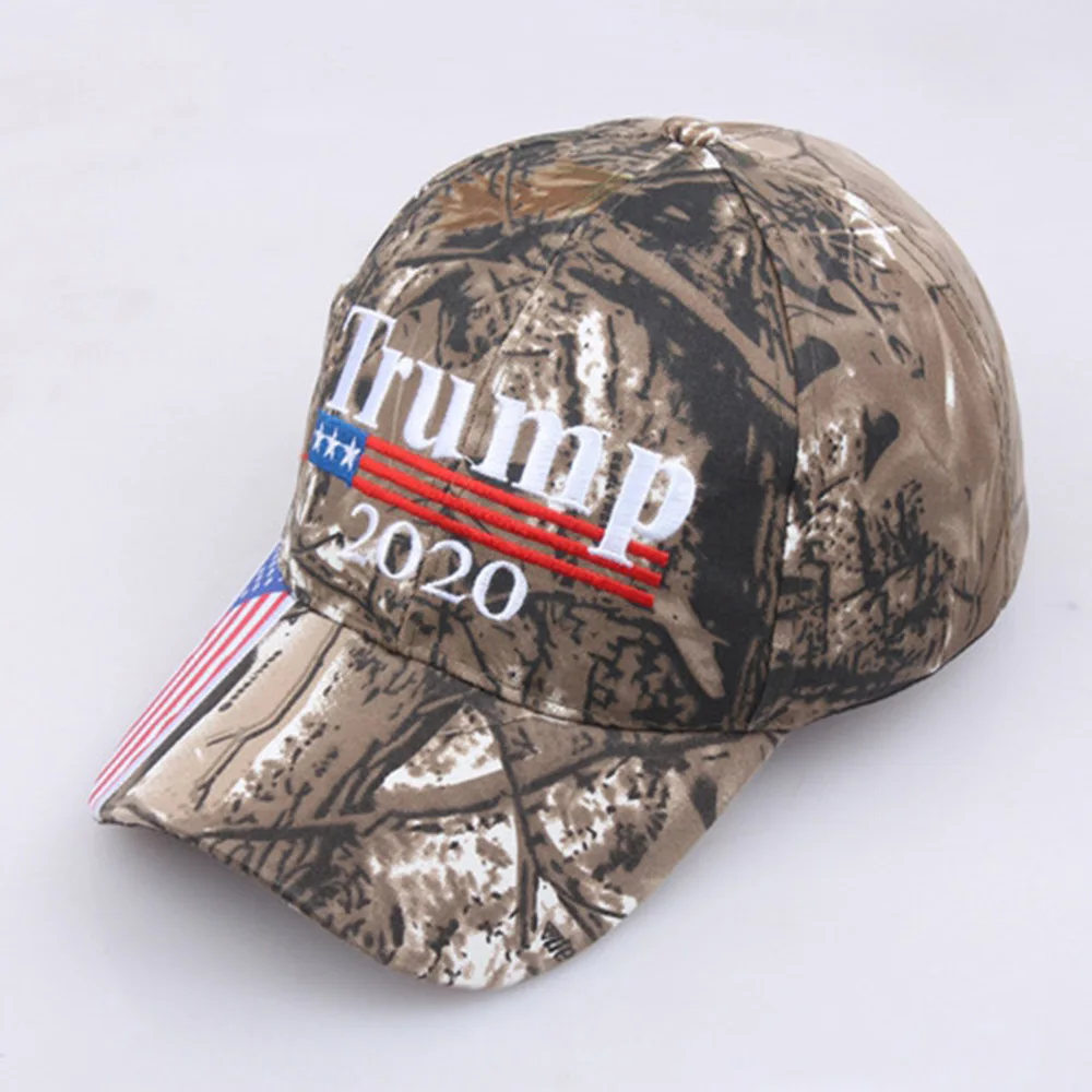 

2019 Men Women Camouflage Baseball Hat Visor Trump 2020 MAGA Camo Embroidered Hat Keep Make America Great Again Cap US Stock