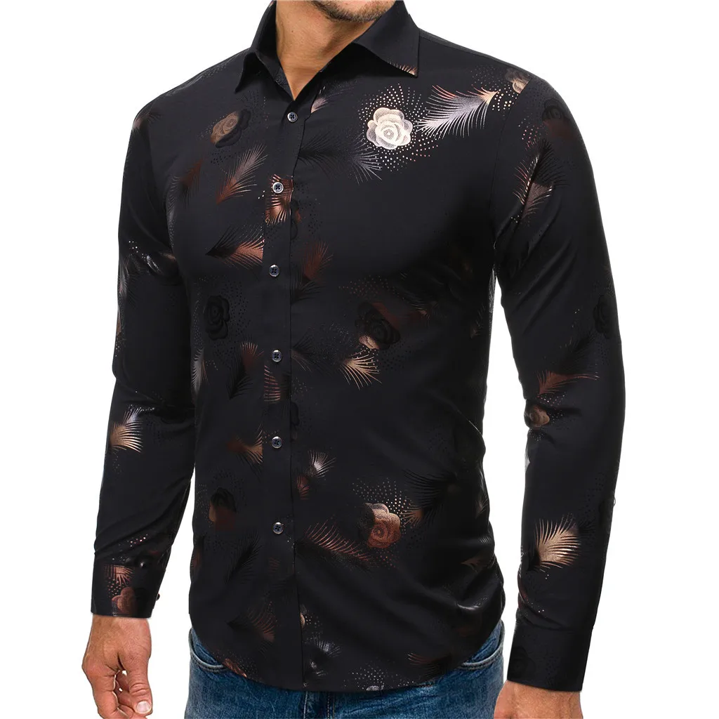 Camisa Masculina мужская новая стильная модная красная рубашка с длинными рукавами с принтом из полиэстера с длинными рукавами 19Aug20 P30