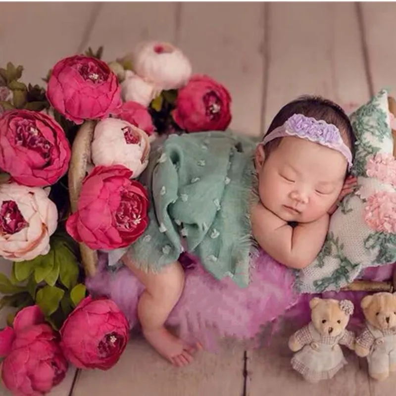 Ylsteed новорожденный позирует подушка цветок вышивка подушка ребенок фото реквизит Подушка для новорожденного младенческой фотографии аксессуары