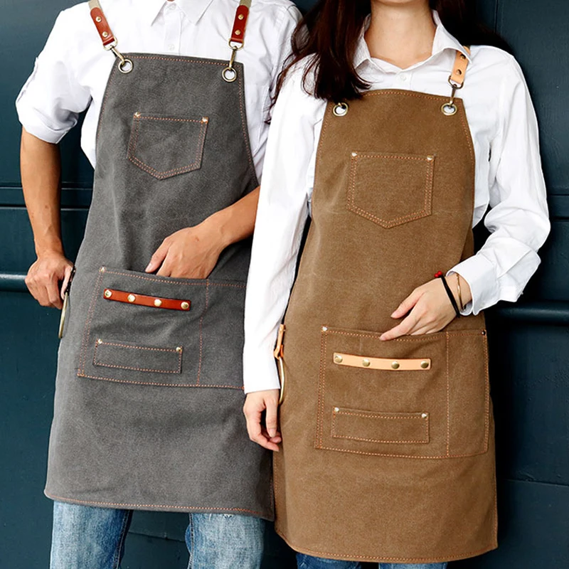 

GUIBOBO Canvas Apron Coffee Shop Aprons Hair Saloon Painter Carpenter Overalls Barber Shop Uniform NO0199111250