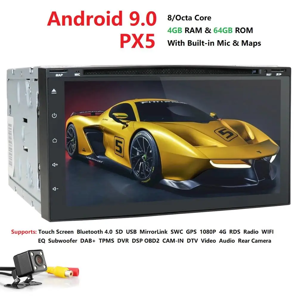 Flash Deal HD 800*480 screen OctaCore 4G RAM+64G ROM 2DIN universal car radio gps Android9.0 with wifi car stereo audio DVD PLAYER CAR NAVI 1