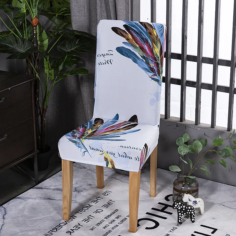 Printed Chair Cover Elastic Stretch Dining Chair Covers for Kitchen Banquet Home Decoration Protectors 1PC