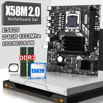 

LGA1366 X58M2.0 Desktop Motherboard Set Kit With Intel Xeon E5620 Processor And 8Gb(2pcs*4GB) ECC REG DDR3 1333mhz RAM Memory