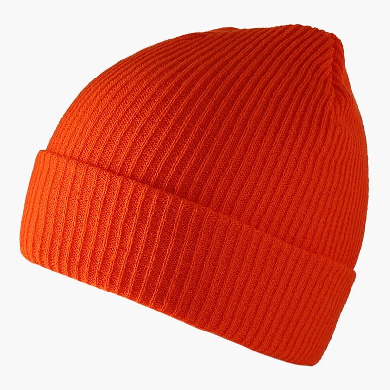 Шапки унисекс шапочка 24 цвета женская зимняя шапка в рубчик Gorros шапка в стиле хип-хоп для женщин шапочка в стиле кэжуал простые вязаные осенние шапки - Цвет: Оранжевый