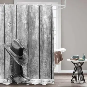 

Cartoons Vintage Western Shower CurtainArt of Cowboy Riding Horse Towards Sunset High Quality Waterproof Curtain For Bathroom