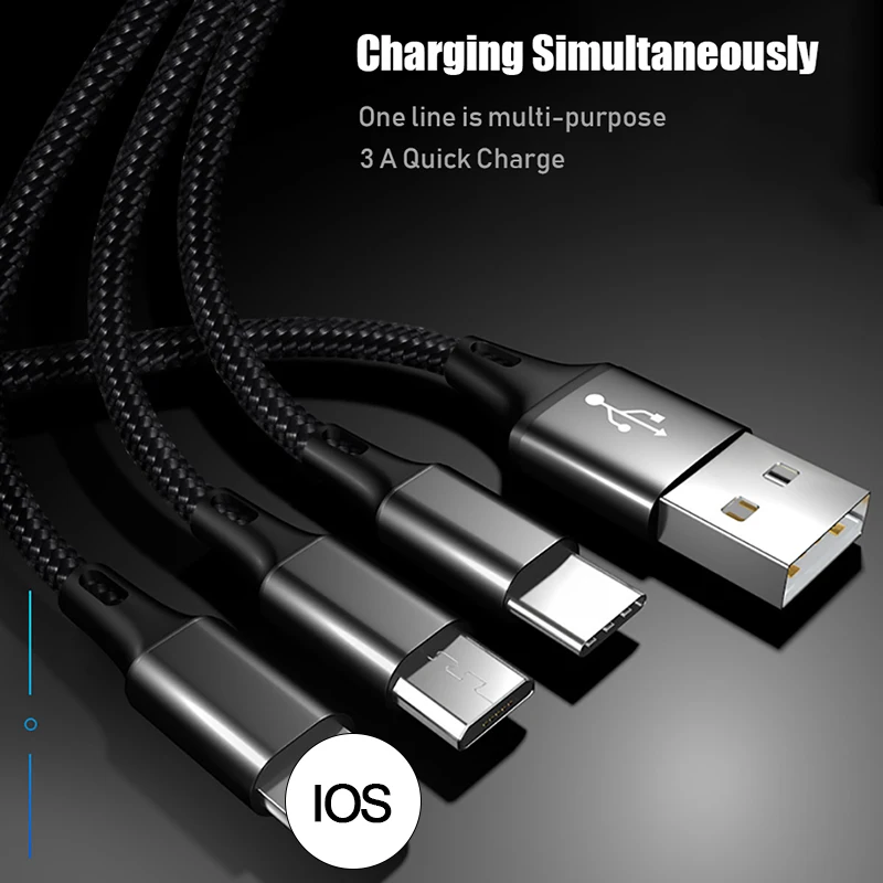Usb type C Micro USB кабель 8pin для iPhone X 8 7 6s samsung huawei P30 Xiaomi Android мобильный телефон Быстрая зарядка USB-C провод шнур