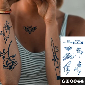 

1Pcs Herbal Extracts Juice Bee Pistol Image Totem Tattoos Body Art Waterproof Temporary Tattoo Sticker For Men Women