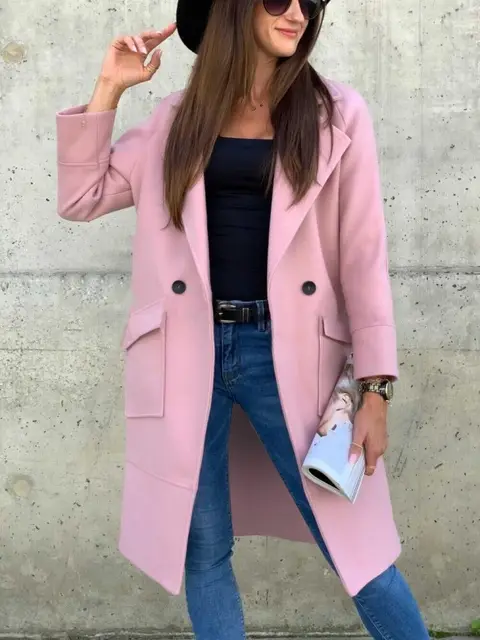 2021 Autumn Winter Black Women's Coat Trench Wool Oversize Warm Lace Up Long Coats Female Elegant Fashion Casual Outerwear Lady FC205-3