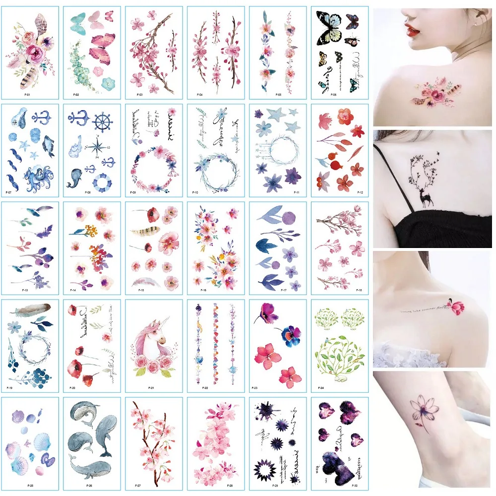 

30pcs/Set Fresh Style Small Flowers Waterproof Temporary Tattoo Sticker for Adults Kids Women Body Art Water Transfer Fake Tatoo