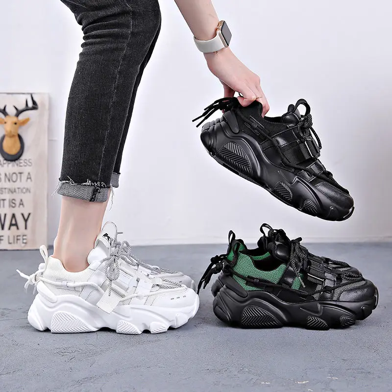 Subjetivo Adolescente loco Zapatos deportivos de piel de vaca natural para mujer, Zapatillas de malla  con plataforma de cuero coreano - AliExpress Calzado