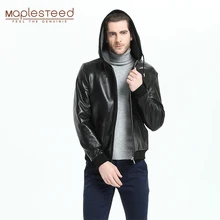 Мужская кожаная куртка с капюшоном, натуральная овчина, мягкая приталенная модная куртка из натуральной кожи, кожаная куртка для мальчиков, осень M300