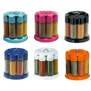 

8Pcs Cruet Salt Pepper Seasoning Condiment Box Spice Shaker Bottle With Holder Rack Kitchen Gadgets Portable BBQ Accessory M68E