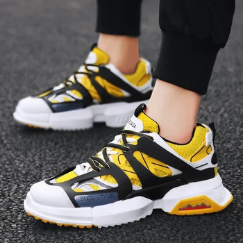 

2020 spring new ins dad shoes men's Korean mesh shoes wild pure black casual platform sports shoes men's shoes